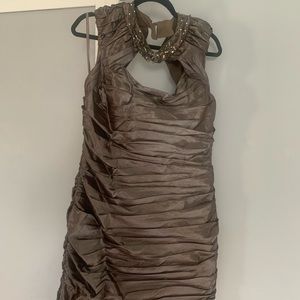 Beautiful ruched gunsmoke cocktail dress
